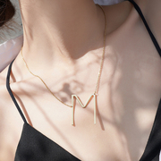 European style new 26 letter necklace female summer titanium steel IPG14K gold-plated necklace European and American atmospheric trend fashion collarbone chain
