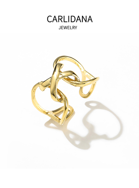 多层交叉钛钢14k金冷淡风戒指