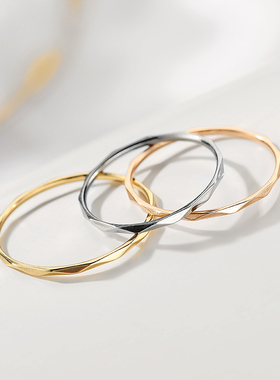 IPG14K金菱形斜面光圈素圈戒指菱面日韩简约指环潮流搭配食指尾戒