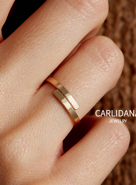 错位交叉光面开口戒指IPG18K镀金钛钢欧美风极简个性简约时尚对戒