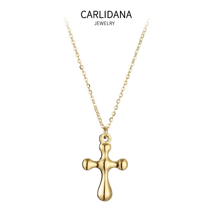 钛钢立体十字架jesus项链ipg18k金ins极简风欧美项链锁骨链