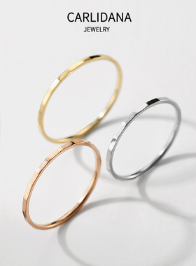 微菱形凸面单圈戒18K镀金钛钢韩版简约时尚尾戒潮流一圈食指戒