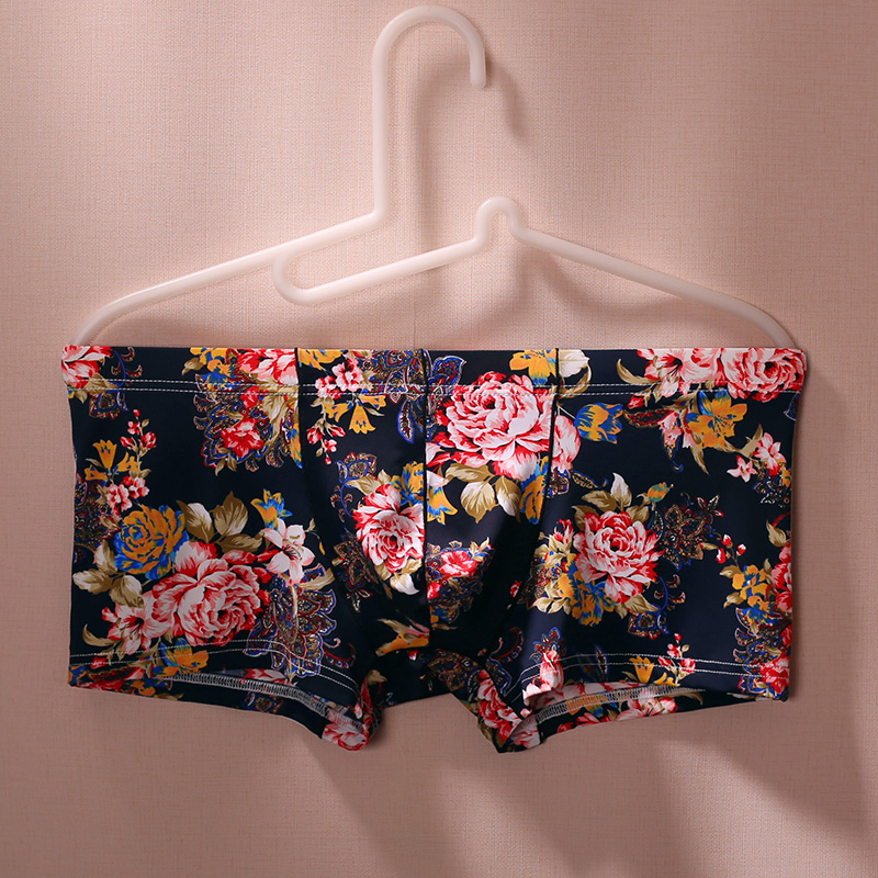 冰丝复古印花夏季超薄青年男内裤