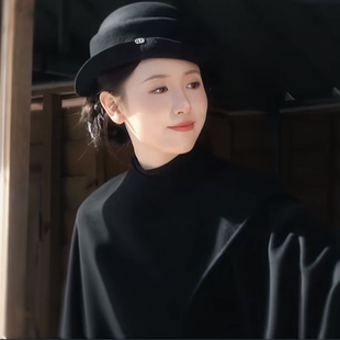 千金风皮带扣优雅圆顶帽女秋冬骑士帽礼帽马术帽