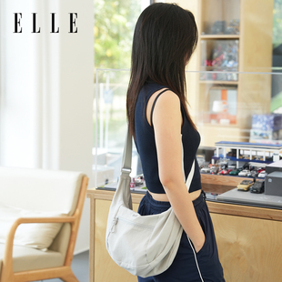 ELLE牛角包時尚 包包女單肩包挎包通勤潮流斜跨小眾高級感小包腋下