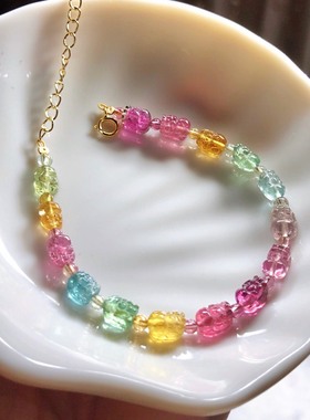 包金碧玺迷你宝石时尚款风手链