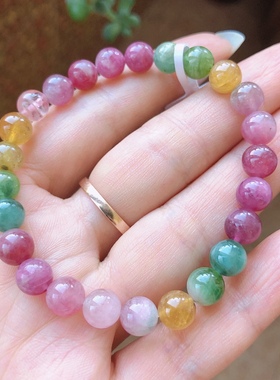 糖果色西瓜碧玺单圈宝石手链特价