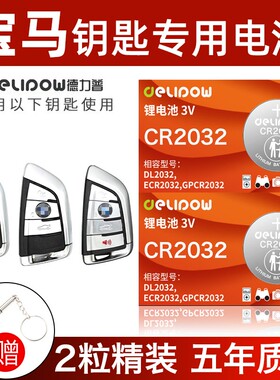 德力普 CR2032适用于宝马钥匙电池刀锋x1x3x5 3系7系5系525 530汽车遥控器钥匙电池 CR2032【2粒精装】电池3V