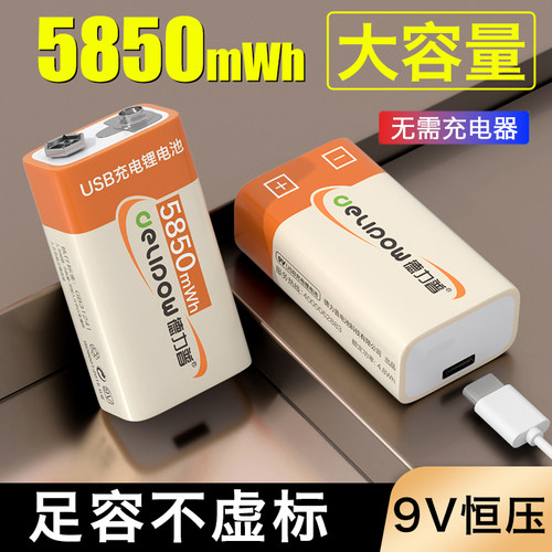 德力普9V5850mWh大容量充电电池