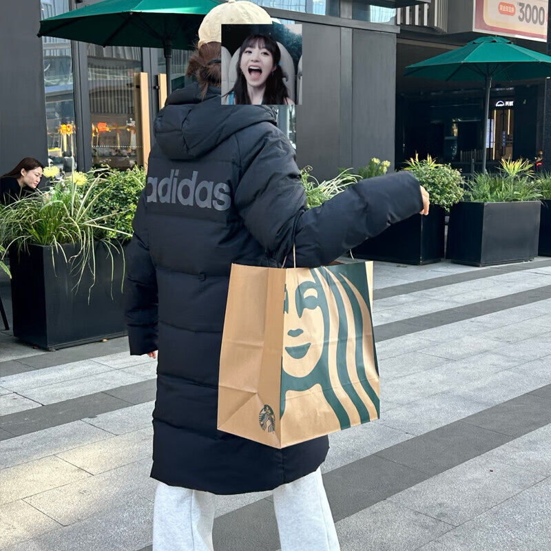阿迪达斯adidas羽绒服情侣款户外防风中长款连帽保暖羽绒服KQ5514