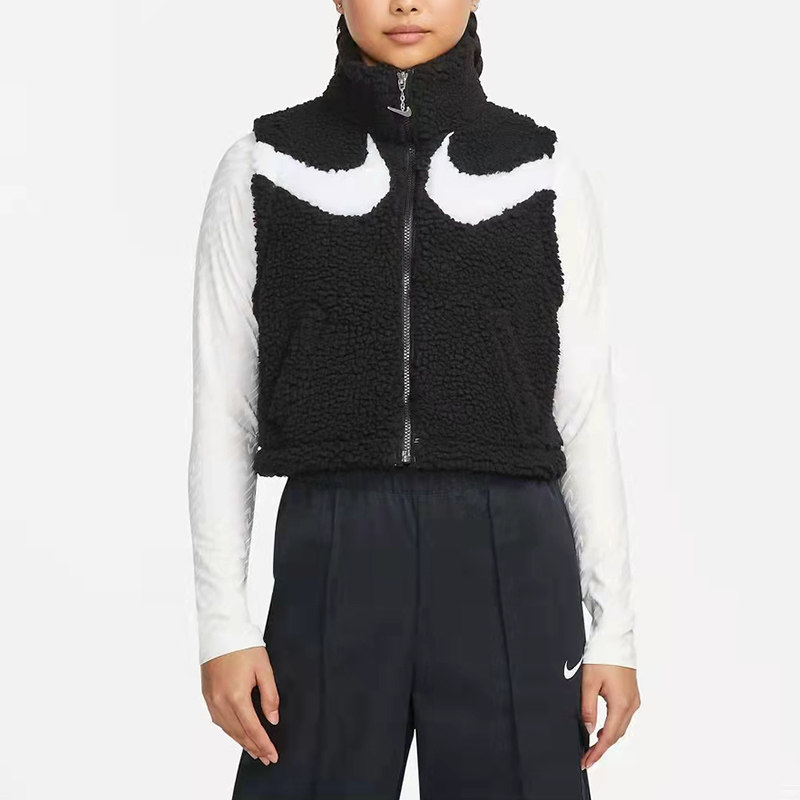 Nike耐克马甲女装秋冬新款运动休闲立领羊羔绒外套DH1092-010