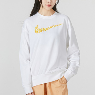 Nike耐克卫衣女子新款圆领加绒刺绣运动休闲长袖套头衫DM6310