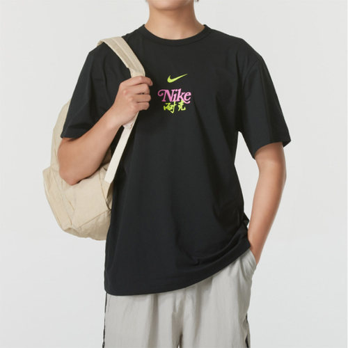 nike耐克男子上装夏季圆领字母印花运动休闲短袖T恤HM4459-010