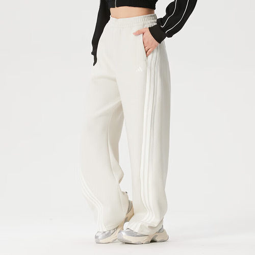 阿迪达斯adidas裤子女裤春秋三条纹宽松休闲阔腿长裤卫裤KX8913