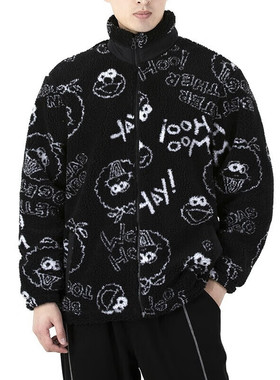 Adidas阿迪达斯男女同款秋季印花摇粒绒休闲夹克立领外套HD7299