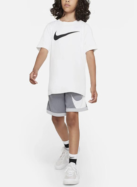 nike耐克大童夏季宽松透气大logo运动休闲五分短裤DM8186-084