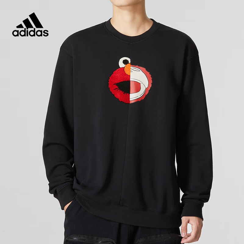 Adidas阿迪达斯套头衫男女同款春秋季印花宽松简约休闲卫衣HM9945