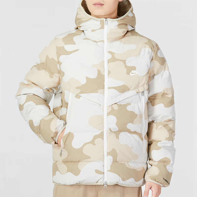 Nike耐克男装冬季新款连帽迷彩印花保暖运动休闲棉服DQ4936-072