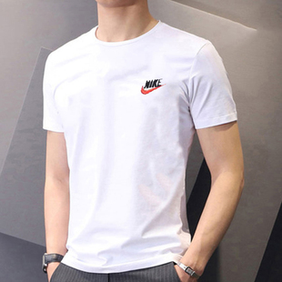 Nike耐克男子夏季新款圆领刺绣logo休闲运动短袖T恤AR4999-100
