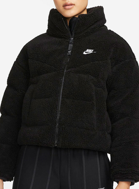 Nike耐克羽绒服女子冬季新款立领羊羔绒夹克保暖外套DD4655-010