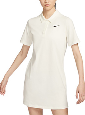 Nike耐克女子夏季新款运动休闲翻领短袖T恤连衣裙FN3708-133