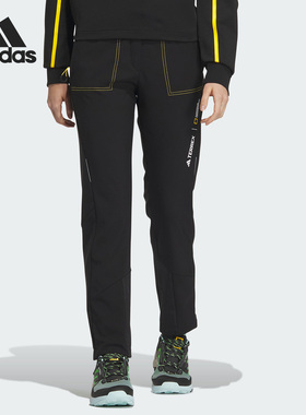 Adidas阿迪达斯长裤国家地理联名女士户外运动休闲软壳裤IL8987