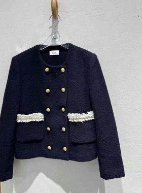 3H3G203吊牌1490小地素dzzit专柜正品2023秋深蓝色外套