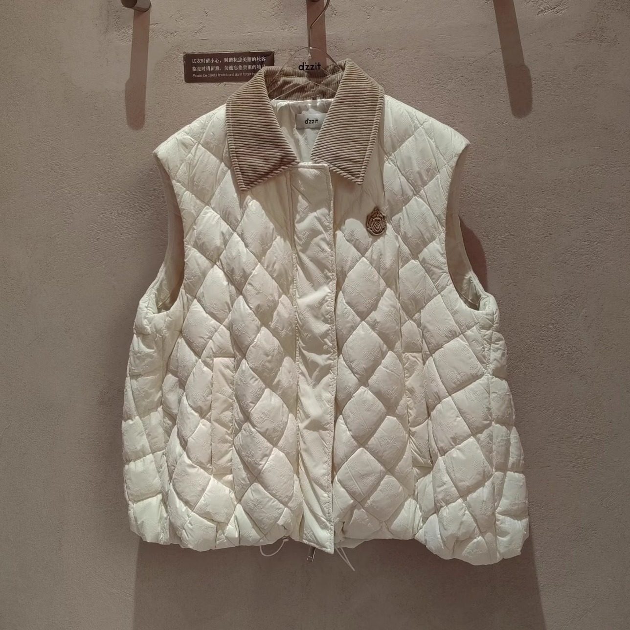 3J3K201吊牌1890小地素dzzit专柜正品2025秋六波保暖羽绒马甲