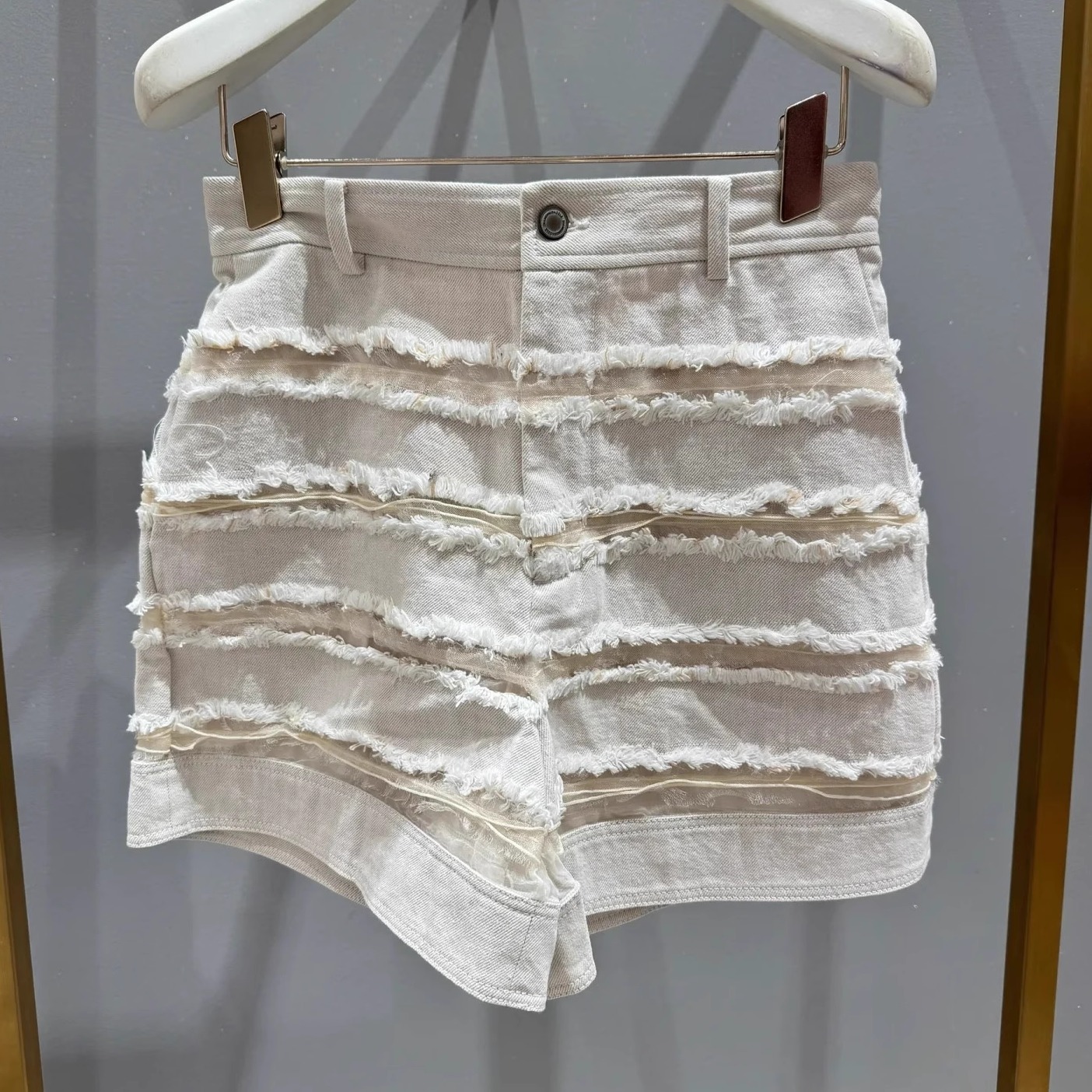 1D3R103吊牌2590元D高地素专柜正品2021秋女士白色牛仔短裤