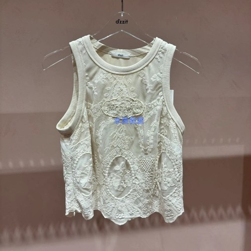 3I3D219吊牌795小地素dzzit专柜正品2024秋女士绣花网布背心