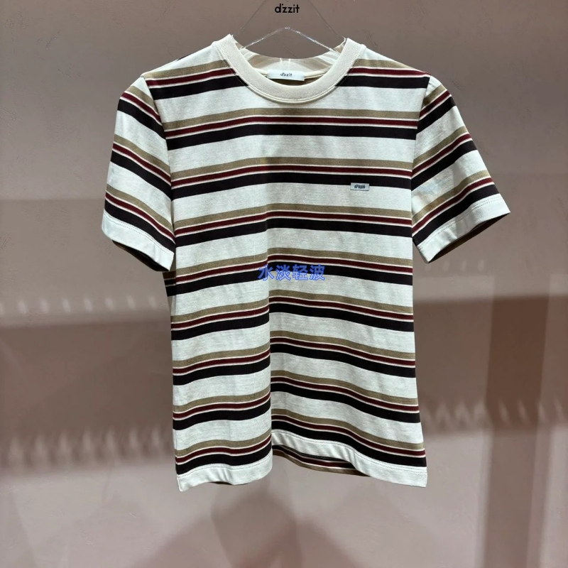 3I3B343吊牌595小地素dzzit专柜正品2024秋女士条纹T恤