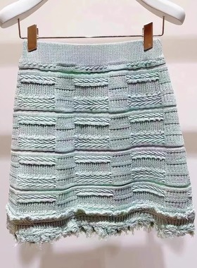 1E2E704吊牌1990元D高地素专柜正品2022夏女士绿色毛衫半裙