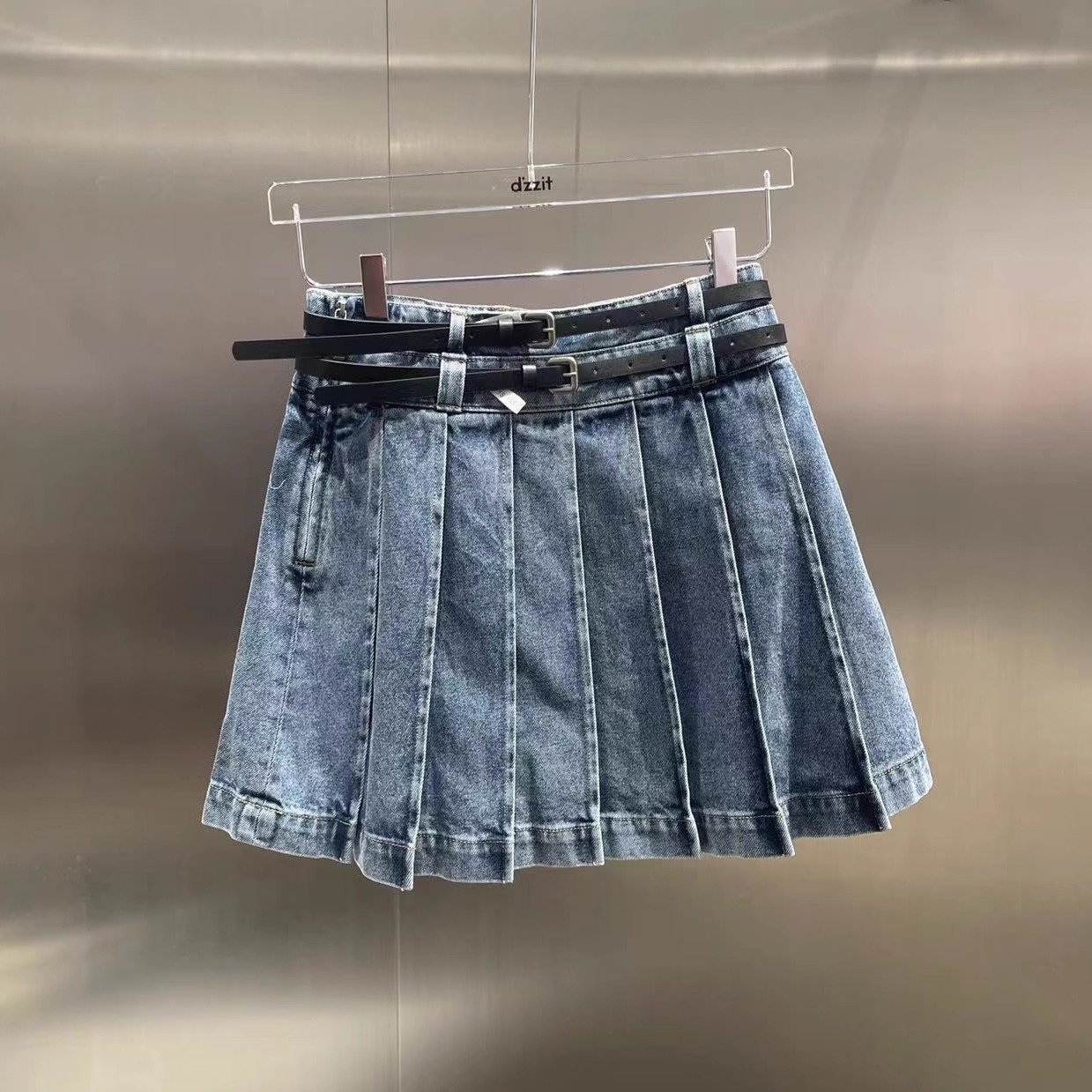 3H1RI24吊牌995小地素dzzit专柜正品2023春双腰带牛仔裙