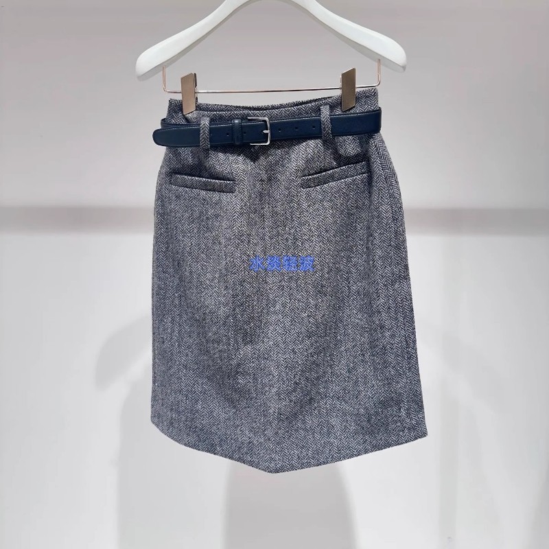 2J1S203吊牌1499大地素DAZZLE专柜正品2025春女士人字纹半裙火