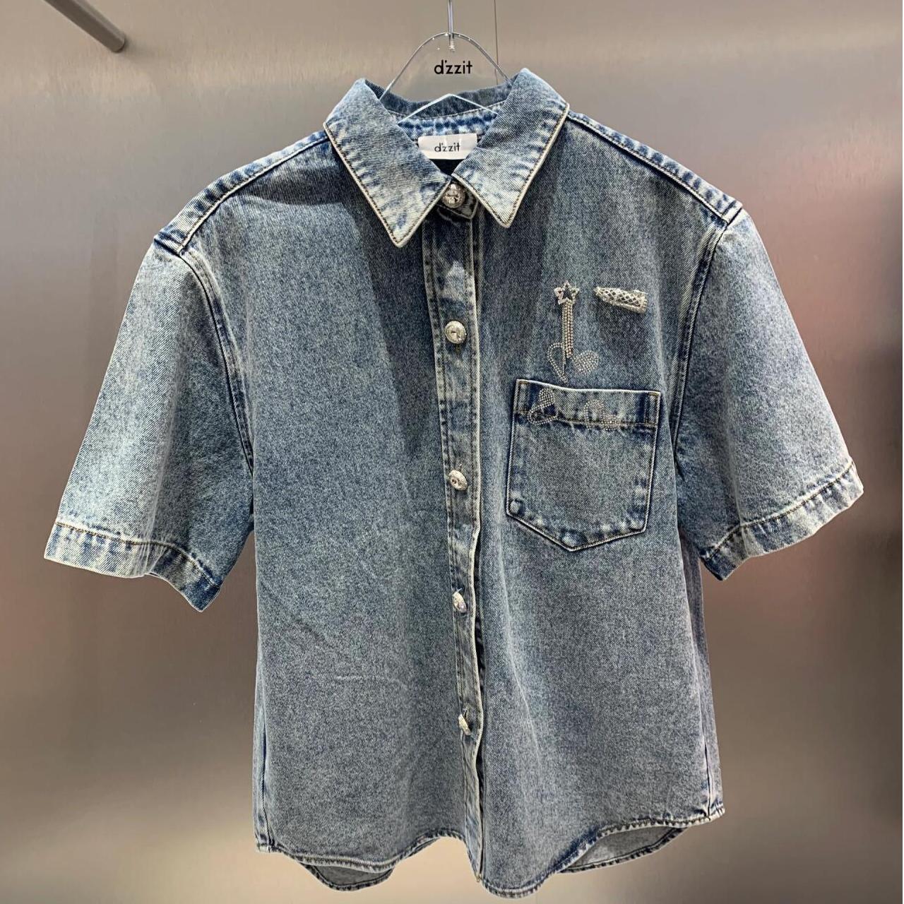 3H3RC05吊牌1390小地素dzzit专柜正品2023秋女士牛仔衬衫外套火