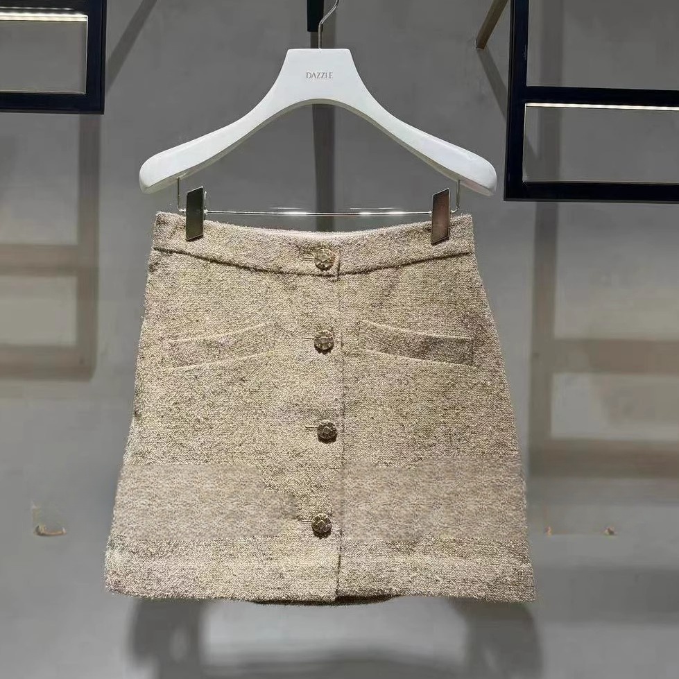 1H4S201吊牌2890元D高地素专柜正品2023冬女士亮葱花式纱短裙