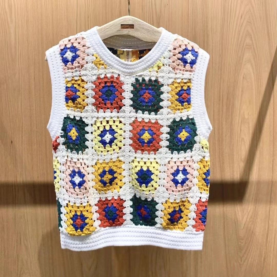 3H2D203吊牌1090小地素dzzit专柜正品2023夏彩色针织背心