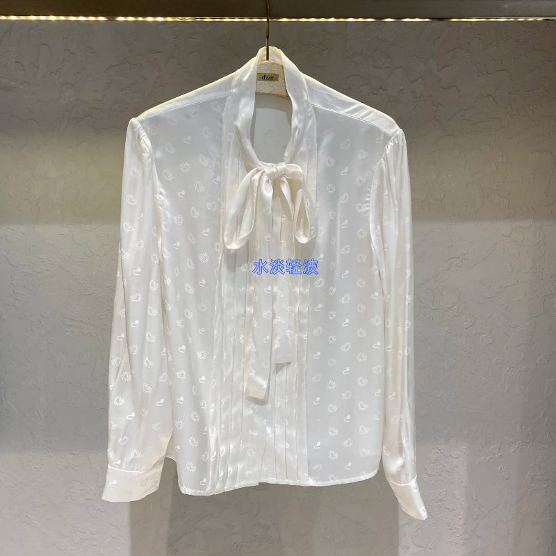 3I4C415吊牌1090小地素dzzit专柜正品2024冬女士提花飘带衬衫火