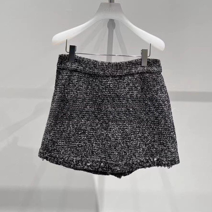 2I4Q118吊牌1899大地素DAZZLE专柜正品2024冬女士粗花呢短裤火