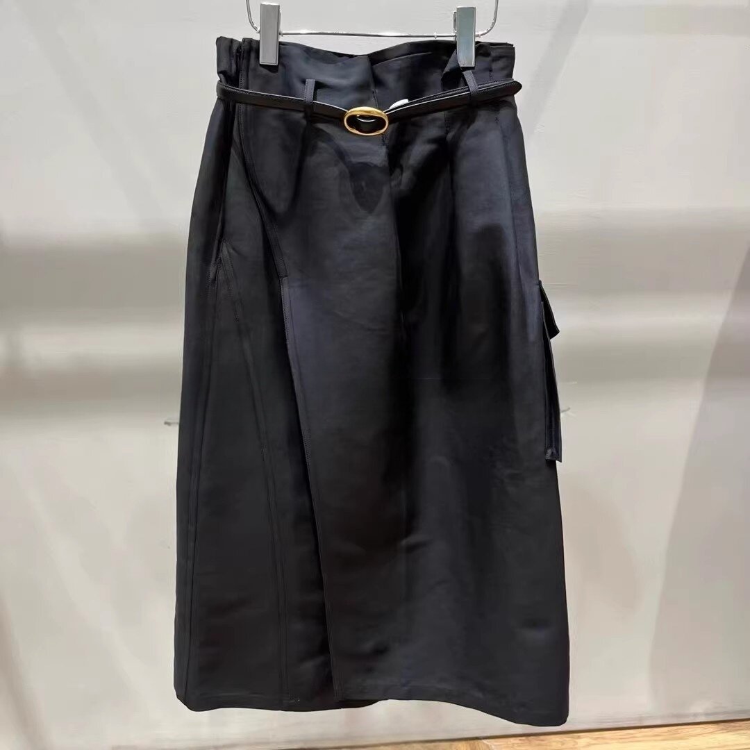 2I4S409吊牌1899大地素DAZZLE专柜正品2024冬不对称腰带装饰半裙