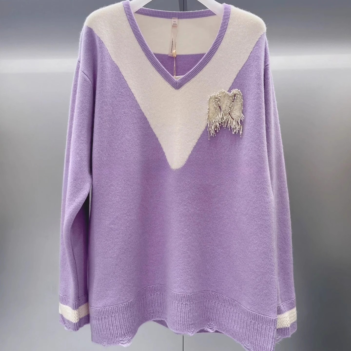 1H4E603吊牌4990元D高地素专柜正品2023冬女士v领毛衫