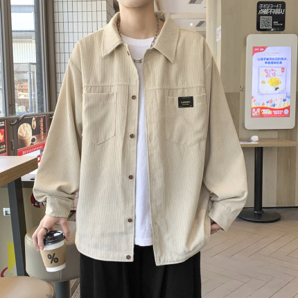 秋冬款衬衫男士长袖宽松潮牌打底加绒加厚保暖衬衣灯芯绒上衣外套