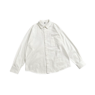 纯白色cityboy廓形衬衫长袖男款夏季潮牌痞帅高级感西装内搭衬衣