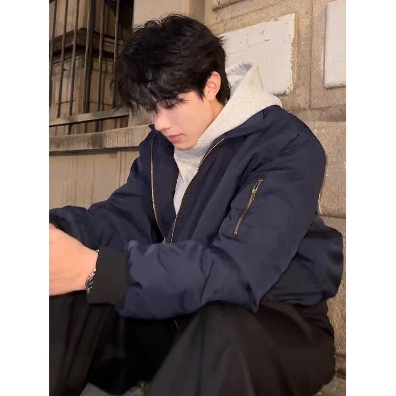 藏青色飞行员夹克男款棒球服外套