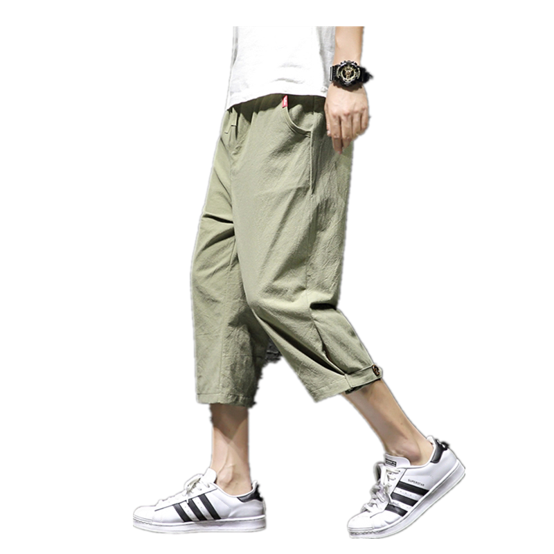 男士七分裤棉麻休闲宽松中裤夏季薄款百搭韩版潮束脚短裤男7分裤