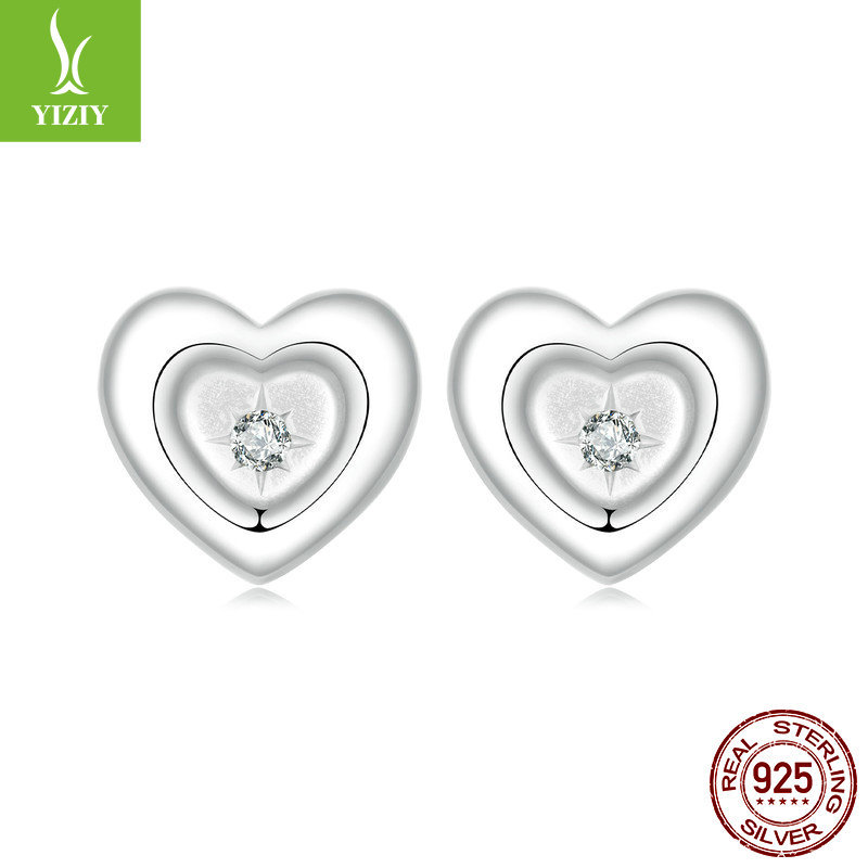 新款简约时尚爱心星爆耳钉女 经典心形s925银耳钉耳饰批发