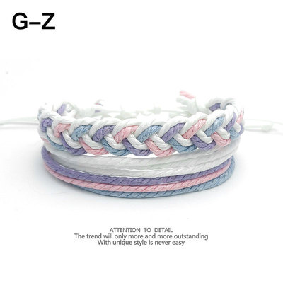 原创彩虹编织手绳情侣款小众设计