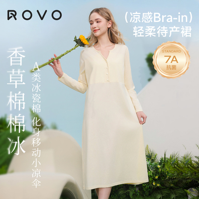 孕妇哺乳睡裙夏季薄款纯棉带胸垫