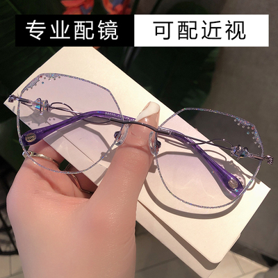 时尚女款无框防蓝光近视眼镜