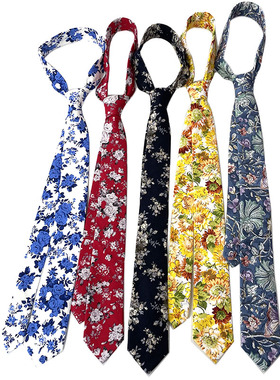 HOW泫雅同款小花百搭休闲土酷衬衣棉布棉花黄色6CM长款衬衣领带